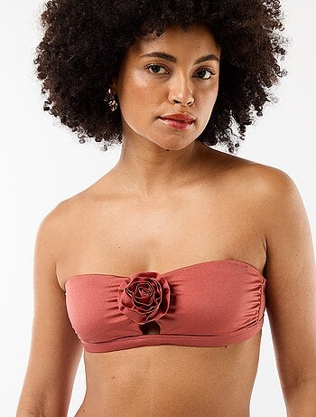 Bikinibandeau met reliëfbloem