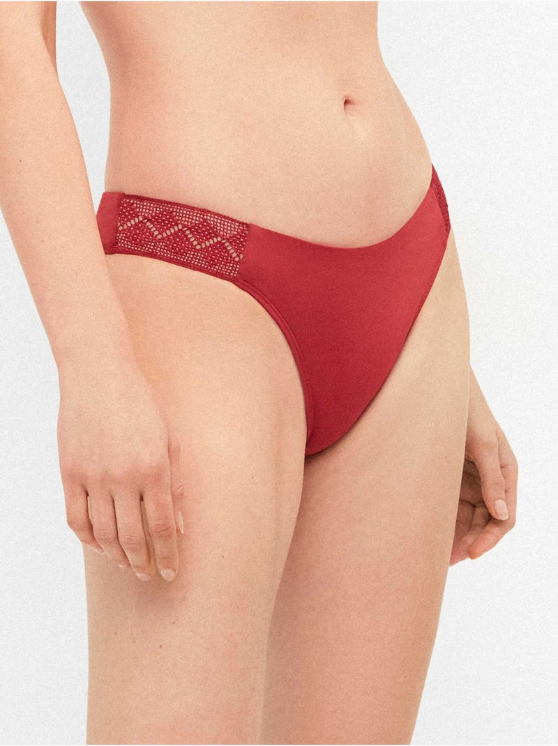 Bikinibroekje kant zijkanten Rood - Kiabi