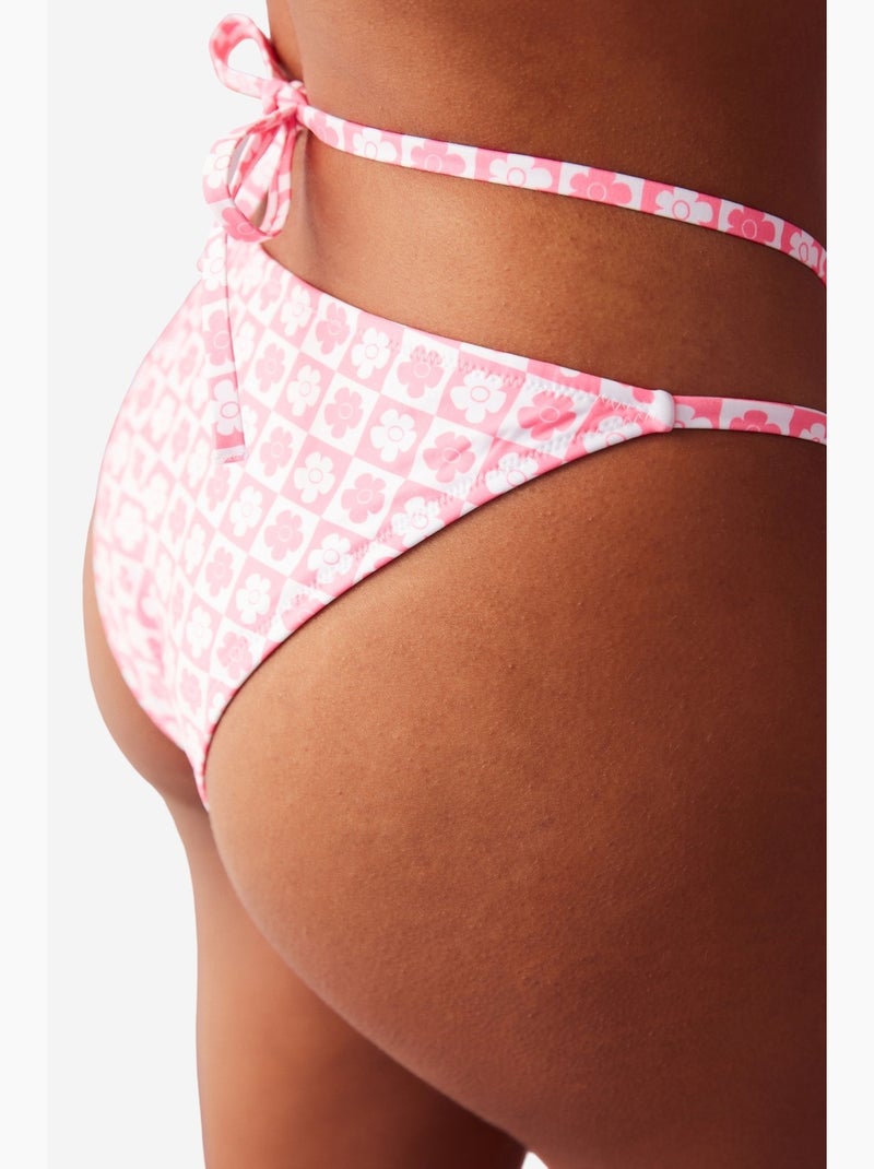 Bikinibroekje lika cross met bloemenprint en accessoire-detail penti Roze/Wit - Kiabi