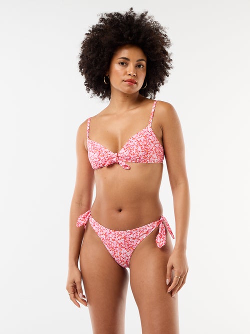 Bikinibroekje met bloemenprint en strikjes - Kiabi