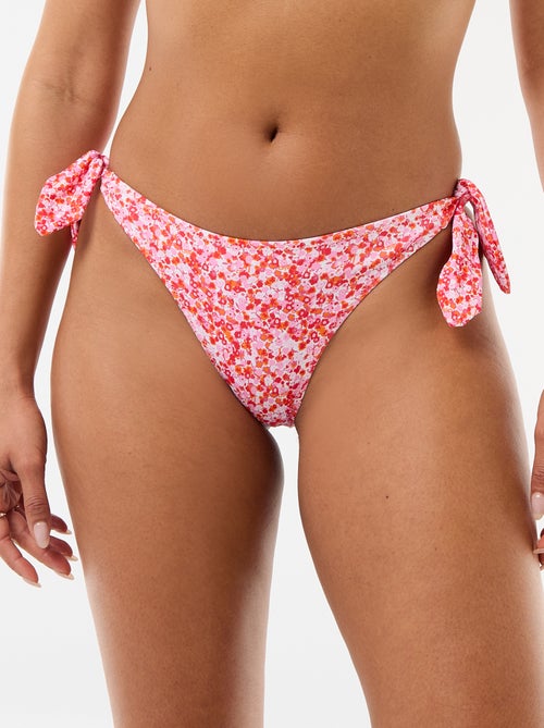 Bikinibroekje met bloemenprint en strikjes - Kiabi