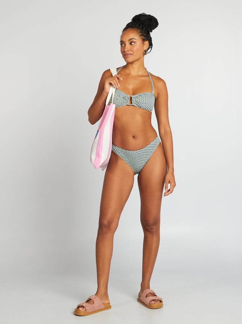Bikinibroekje met geometrische print WIT - Kiabi