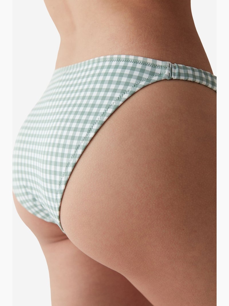 Bikinibroekje met gingham ruit en greenlake zijbies penti Wit Groen - Kiabi