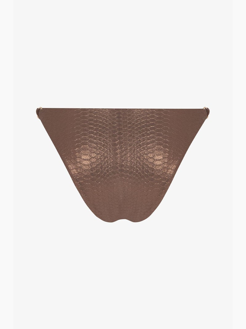 Bikinibroekje met glans aan de zijkanten en middelhoge taille penti Bruin - Kiabi