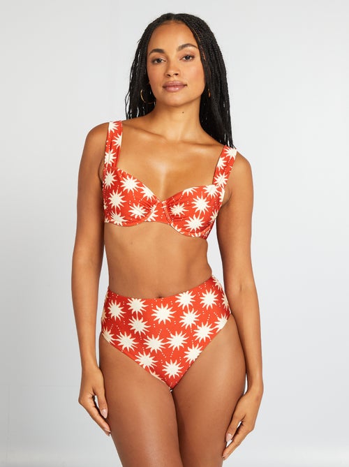 Bikinibroekje met hoge taille en print - Kiabi