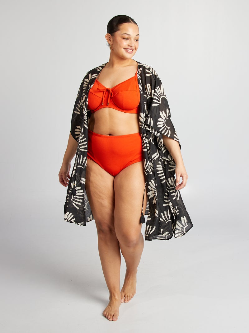 Bikinibroekje met hoge taille oranje - Kiabi