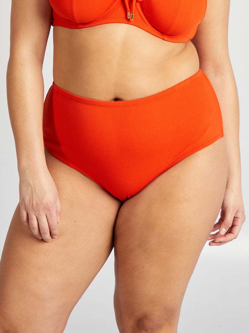 Bikinibroekje met hoge taille oranje - Kiabi