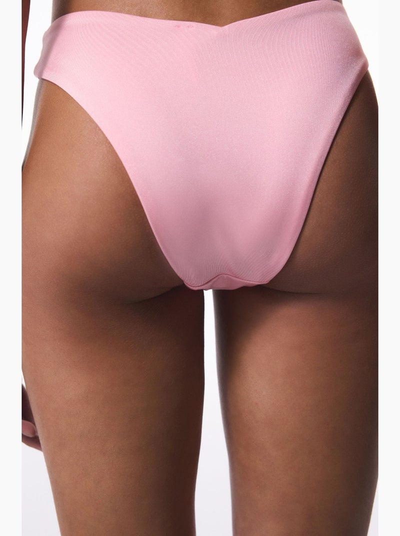 Bikinibroekje met kralendetail en v-snit penti Suikerroze - Kiabi