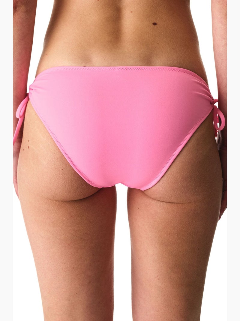 Bikinibroekje met lage taille en ringen penti Fluorroze/Solinotes - Kiabi