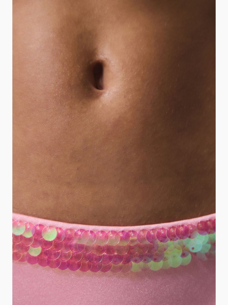 Bikinibroekje met pailletten penti Roze - Kiabi