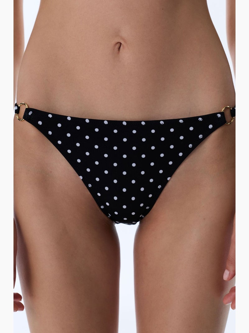 Bikinibroekje met stippen en zijdetail, middelhoge taille penti Zwart - Kiabi