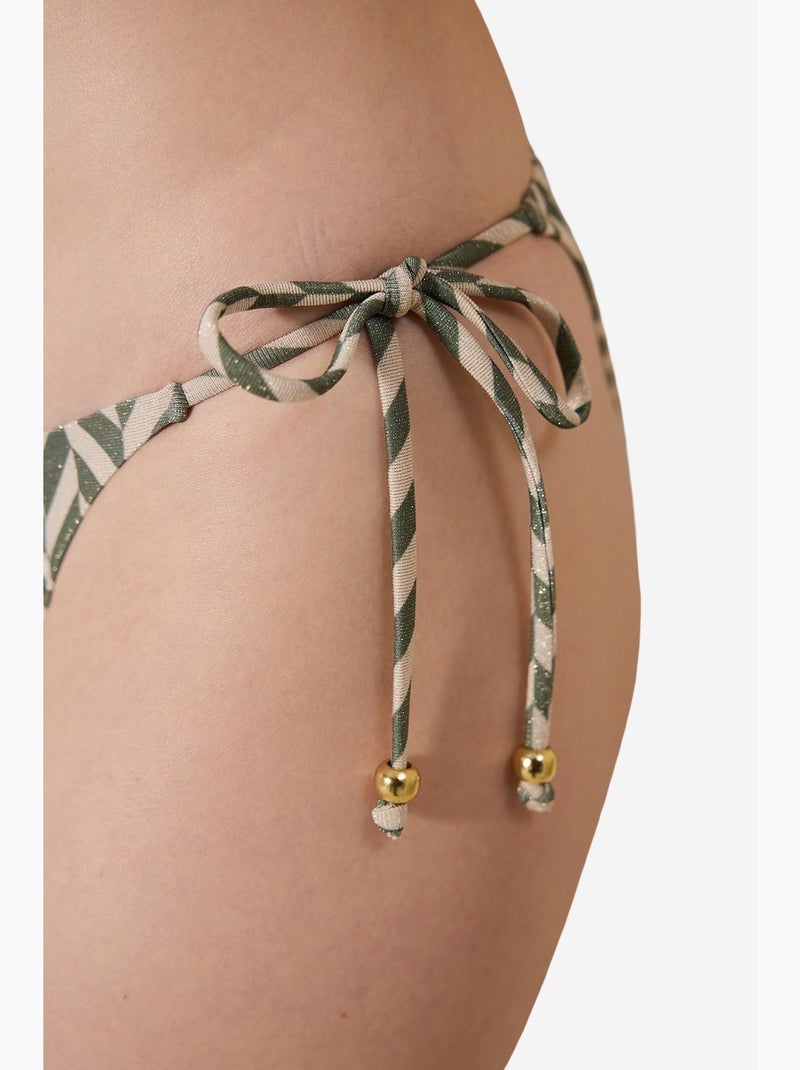 Bikinibroekje van bamboe met glans penti Wit Groen - Kiabi