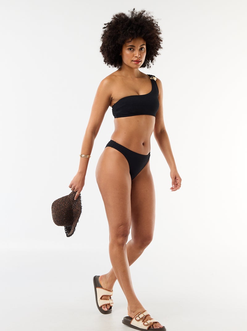 Bikinibroekje van gewafelde stof Zwart - Kiabi