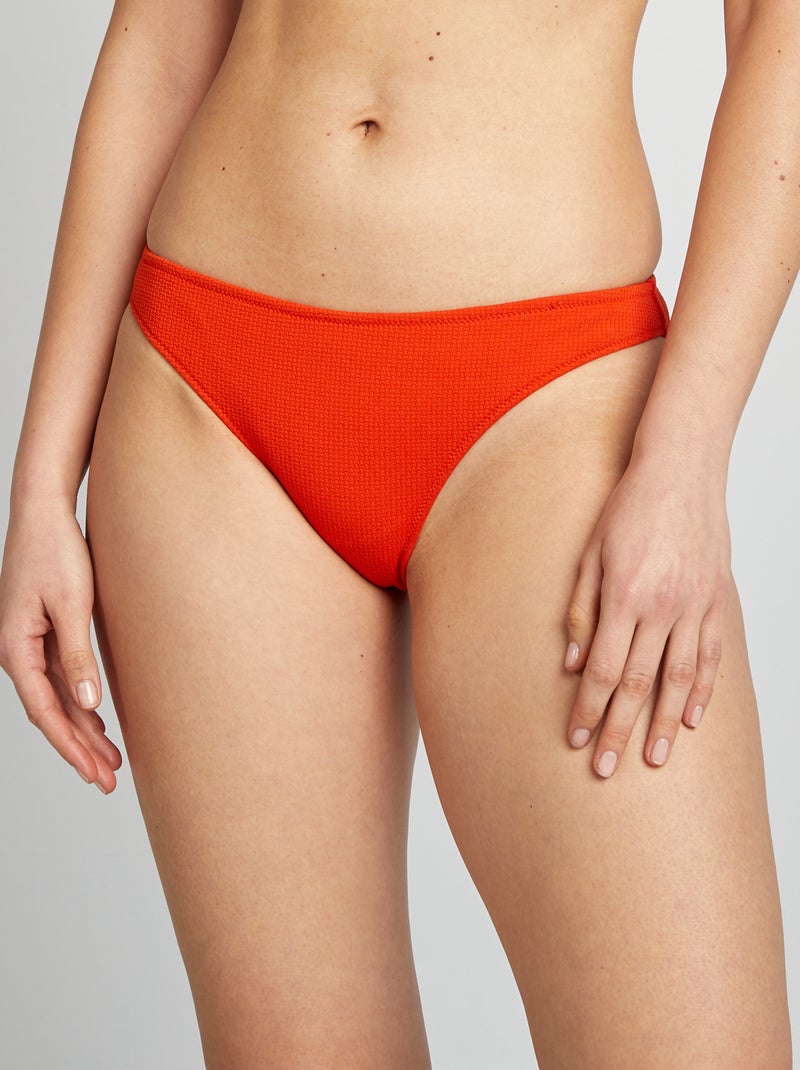 Bikinibroekje van textuurstof oranje - Kiabi