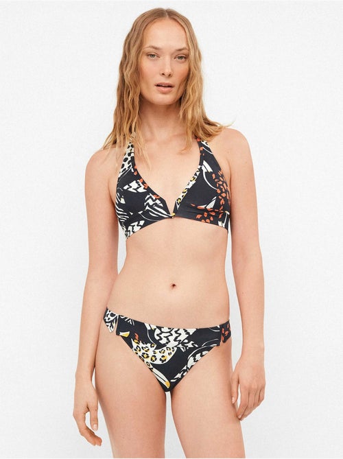 Bikinislip met detail in de taille en tropische print - Kiabi