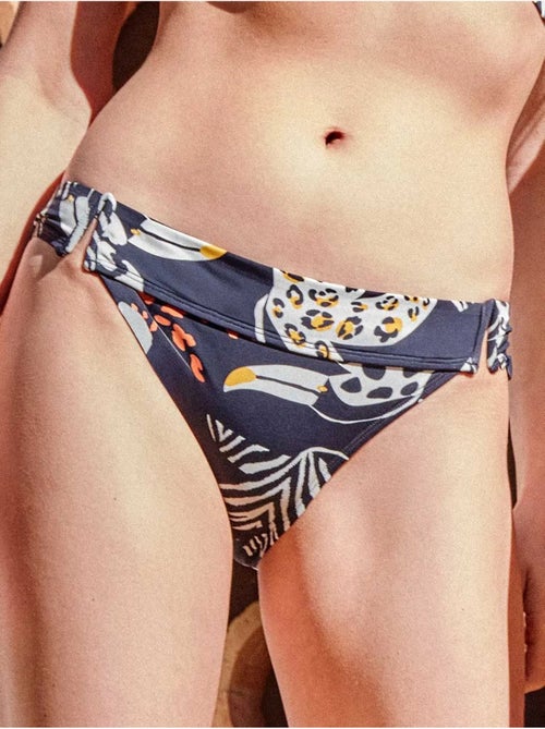 Bikinislip met detail in de taille en tropische print - Kiabi