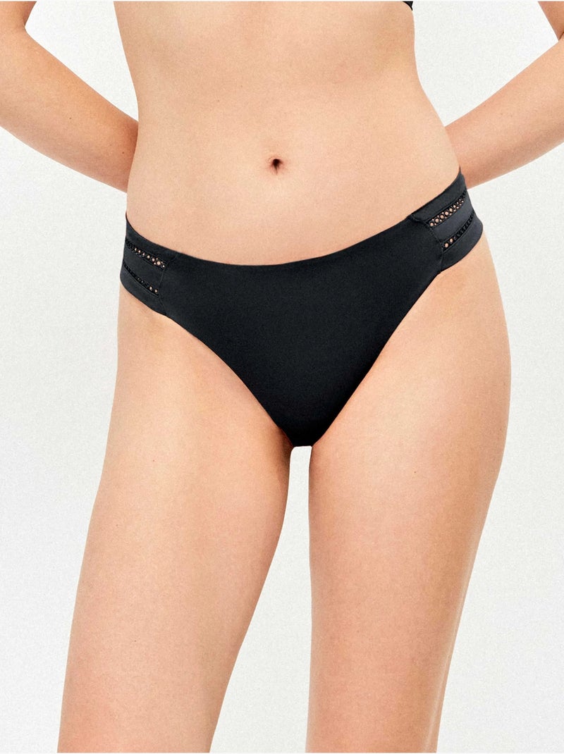 Bikinislip met opengewerkt detail aan de zijkanten Zwart - Kiabi