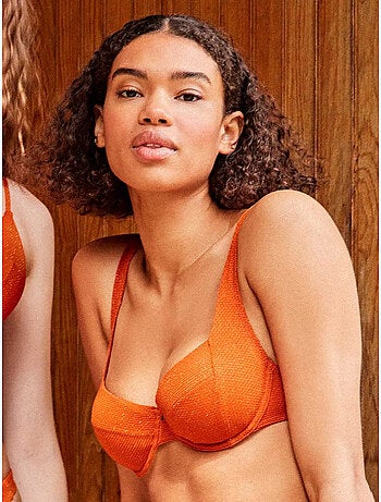 Bikinitop balconette in piqué lurex gouden stof