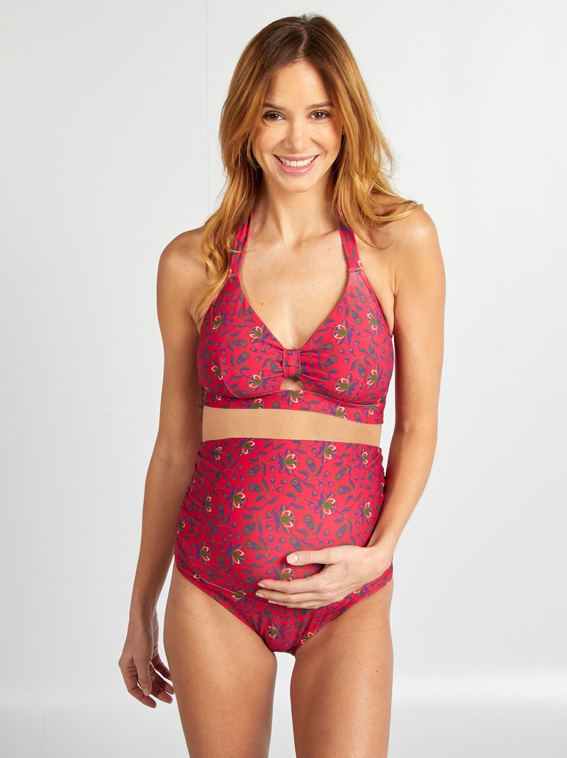 Bikinitop met bloemenprint ROOD - Kiabi