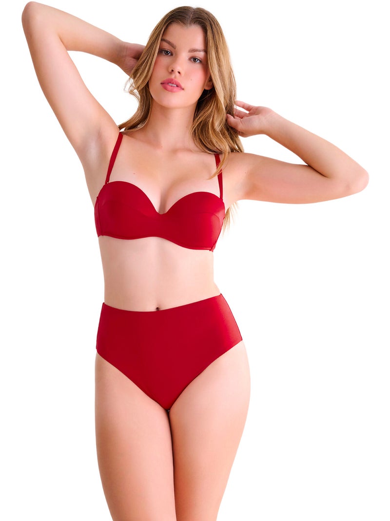 Bikinitop met hoge taille portofino Rood - Kiabi
