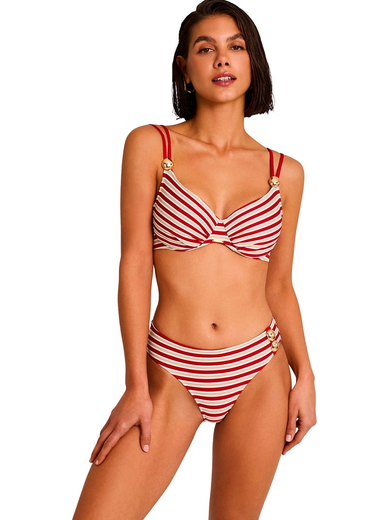 Bikinitop met omsluitende pasvorm sailor Rood - Kiabi