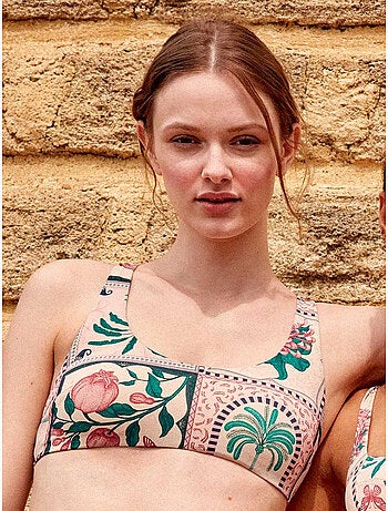 Bikinitop zonder beugel met mozaïekprint