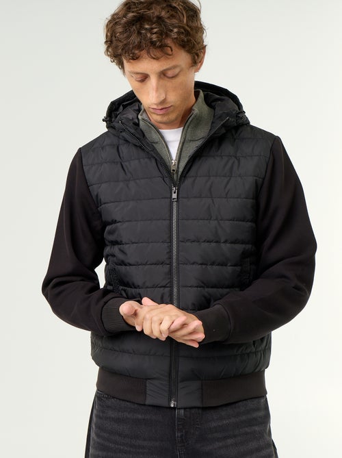 Bimateriaal jas met capuchon en rits - Kiabi