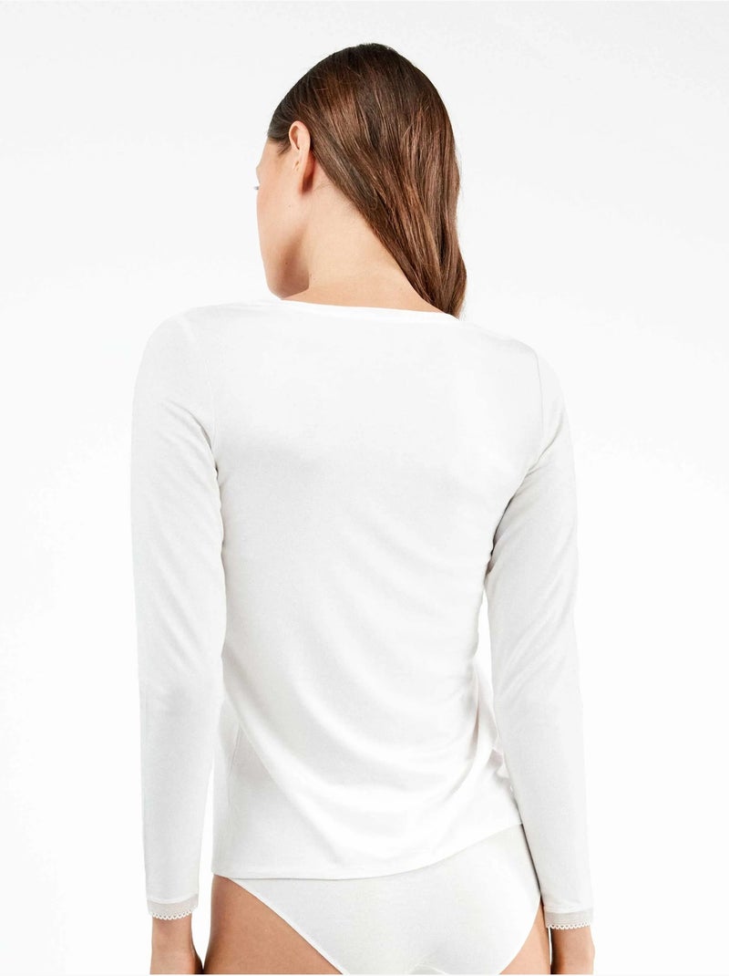 Binnen t-shirt lange mouw modal lenzing Wit - Kiabi