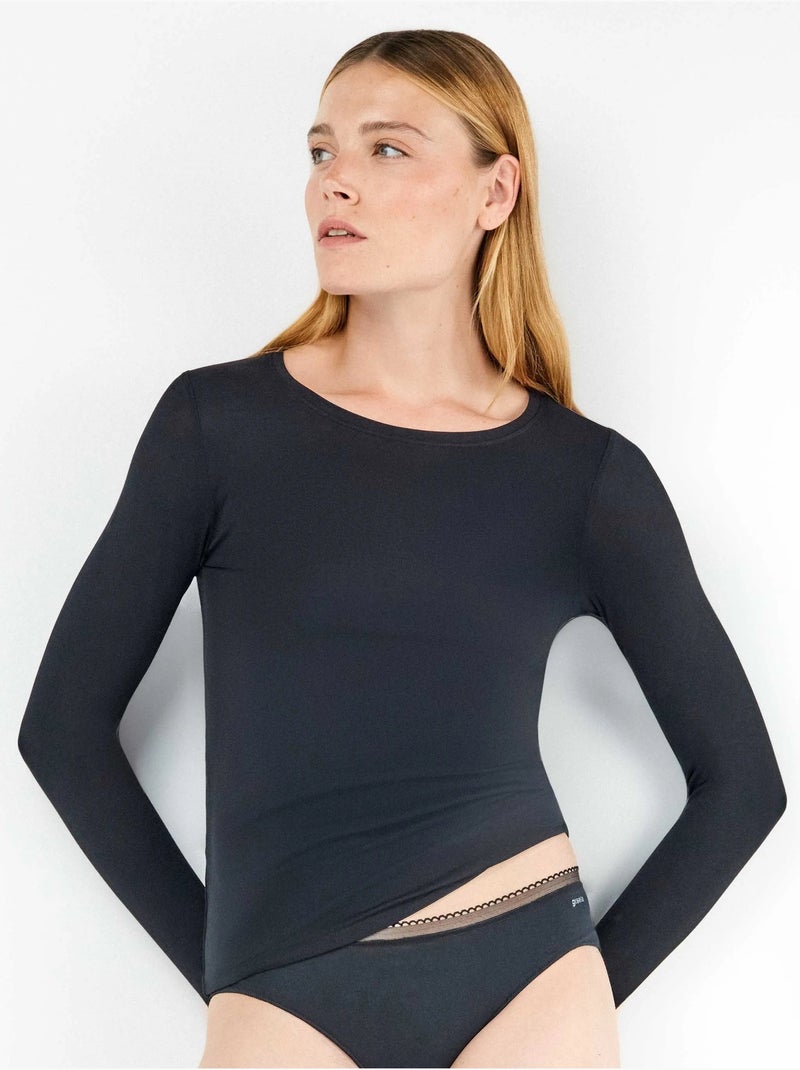 Binnen t-shirt lange mouw modal lenzing Zwart - Kiabi