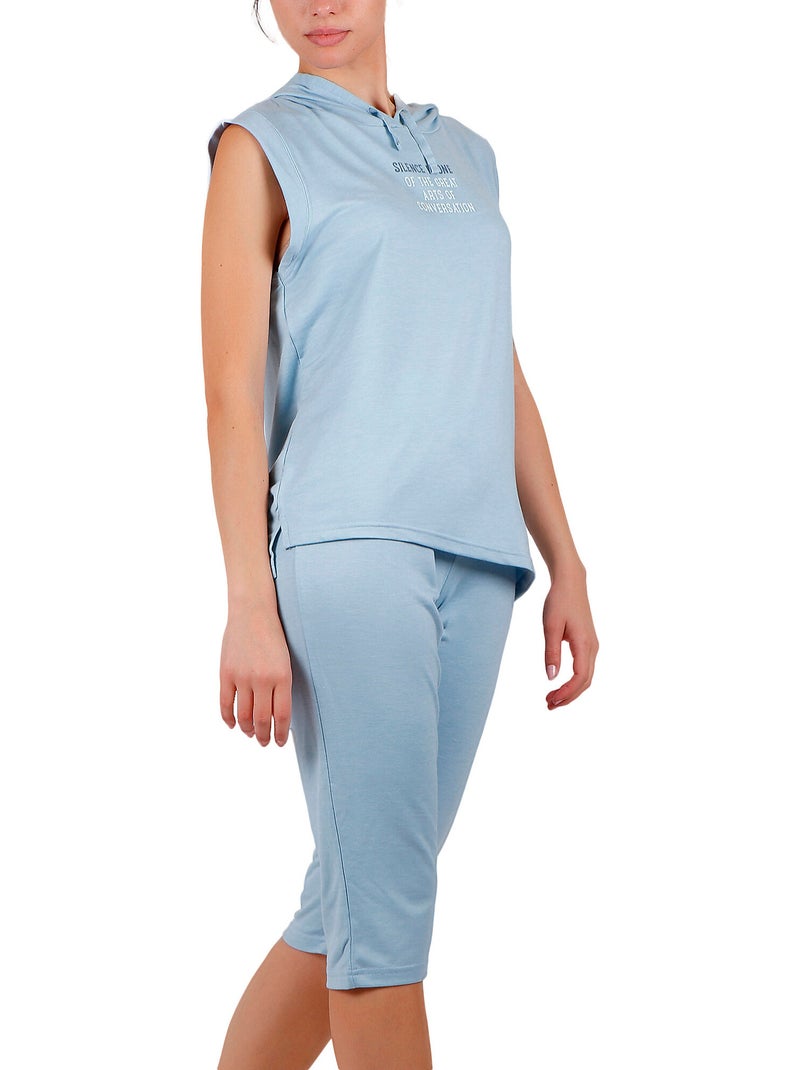 Binnenkleding pyjama legging capuchon tanktop the silence Blauw - Kiabi