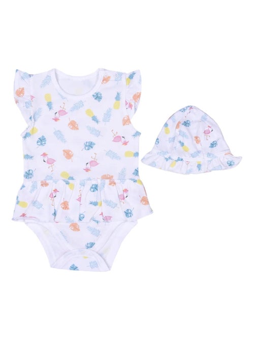 Biologisch katoenen babyjurk en hoedje set, tropi collectie - Kiabi Biologisch katoenen babyjurk en hoedje set, tropi collectie - Kiabi