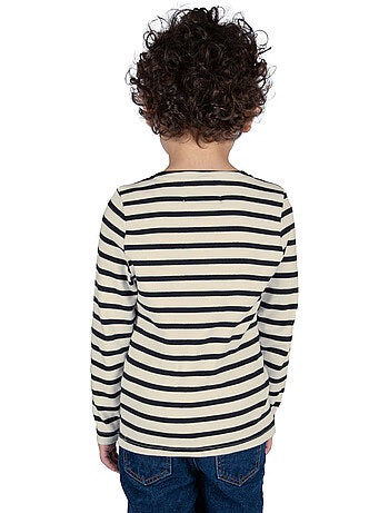 Biologisch katoenen gestreepte shirt 'Breizh Océan', dik gestreept T-shirt, voor jongens of meisjes