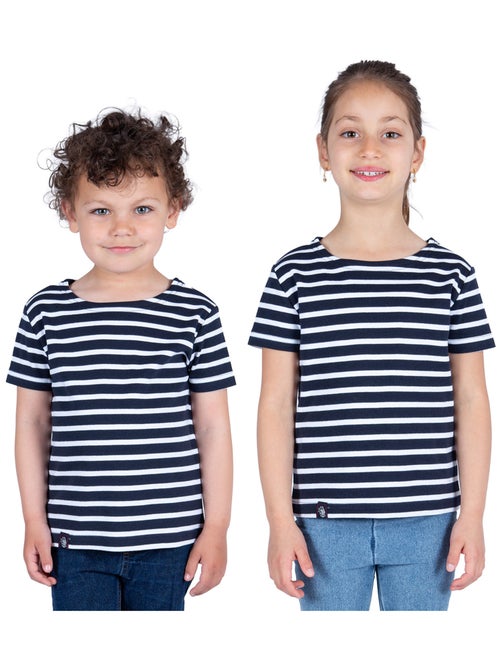 Biologisch katoenen shirt met korte mouwen en Bretonse strepen 'Breizh Océan', unisex kindershirt - Kiabi Biologisch katoenen shirt met korte mouwen en Bretonse strepen 'Breizh Océan', unisex kindershirt - Kiabi