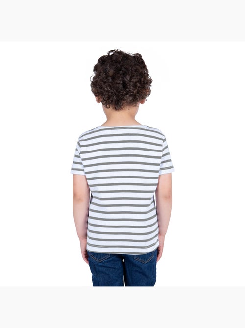 Biologisch katoenen shirt met korte mouwen en Bretonse strepen 'Breizh Océan', unisex kindershirt - Kiabi
