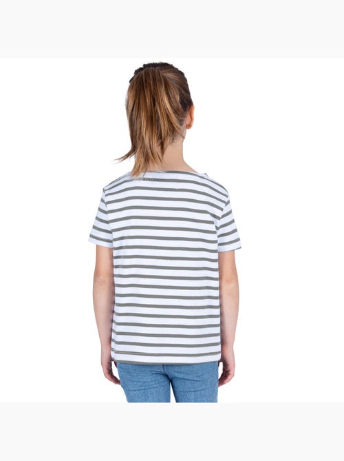 Biologisch katoenen shirt met korte mouwen en Bretonse strepen 'Breizh Océan', unisex kindershirt - Kiabi