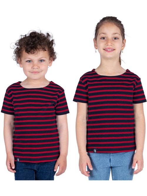 Biologisch katoenen shirt met korte mouwen en Bretonse strepen 'Breizh Océan', unisex kindershirt - Kiabi Biologisch katoenen shirt met korte mouwen en Bretonse strepen 'Breizh Océan', unisex kindershirt - Kiabi