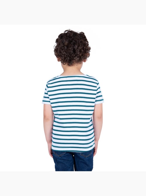 Biologisch katoenen shirt met korte mouwen en Bretonse strepen 'Breizh Océan', unisex kindershirt - Kiabi Biologisch katoenen shirt met korte mouwen en Bretonse strepen 'Breizh Océan', unisex kindershirt - Kiabi