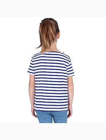 Biologisch katoenen shirt met korte mouwen en Bretonse strepen 'Breizh Océan', unisex kindershirt