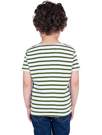 Biologisch katoenen shirt met korte mouwen en Bretonse strepen 'Breizh Océan', unisex kindershirt
