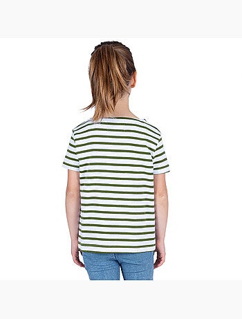 Biologisch katoenen shirt met korte mouwen en Bretonse strepen 'Breizh Océan', unisex kindershirt
