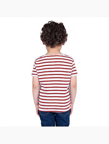 Biologisch katoenen shirt met korte mouwen en Bretonse strepen 'Breizh Océan', unisex kindershirt