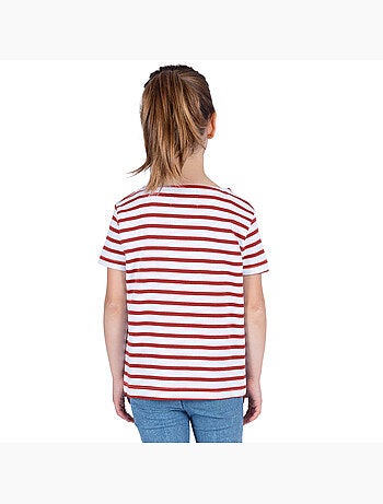 Biologisch katoenen shirt met korte mouwen en Bretonse strepen 'Breizh Océan', unisex kindershirt