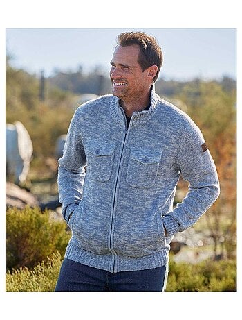 Blauw gemêleerd vest met rits - atlas for men