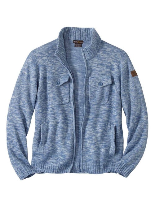Blauw gemêleerd vest met rits - atlas for men - Kiabi
