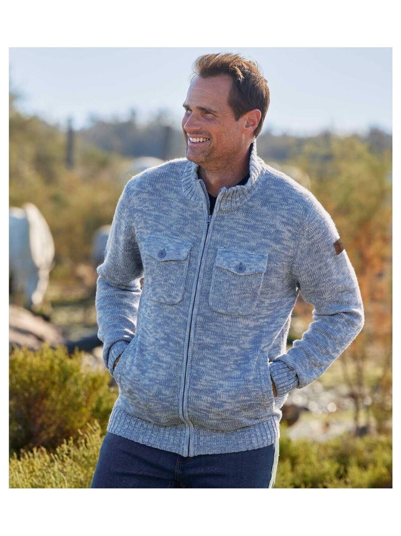 Blauw gemêleerd vest met rits - atlas for men Blauw - Kiabi