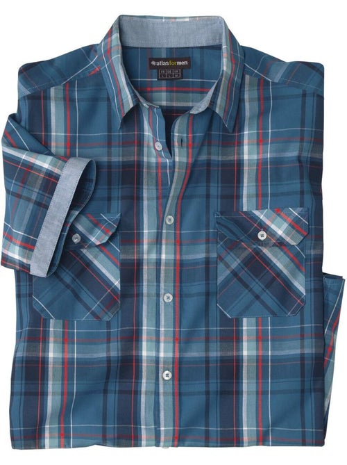 Blauw geruit overhemd van popeline - ATLAS FOR MEN - Kiabi Blauw geruit overhemd van popeline - ATLAS FOR MEN - Kiabi