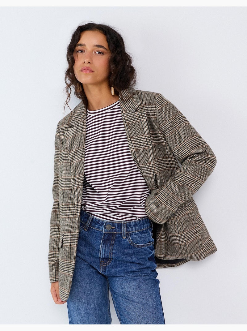 Blazer à carreaux, mo fashion Vert - Kiabi