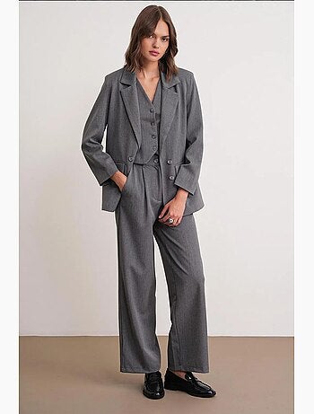 Blazer à manches longues avec détails en plumes artificielles mixray