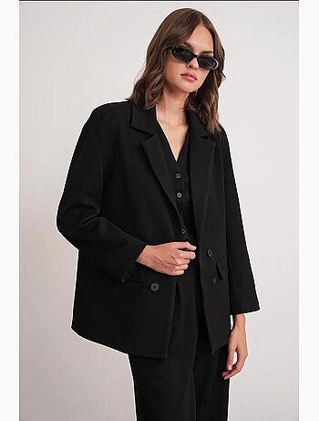Blazer à manches longues avec détails en plumes artificielles mixray