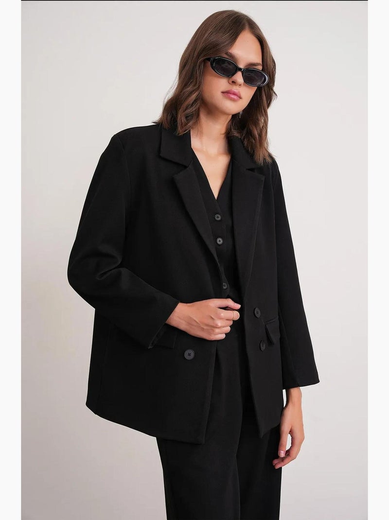 Blazer à manches longues avec détails en plumes artificielles mixray Noir - Kiabi